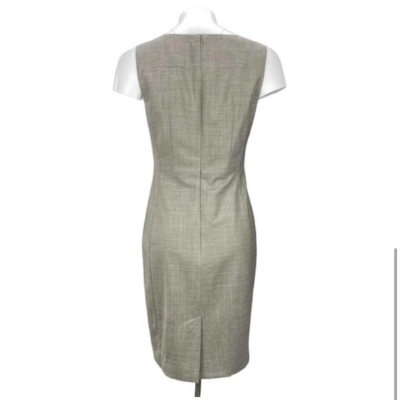 BANANA REPUBLIC Square Neck Wool Sheath Dress Sz 6 Taupe - Picture 4 of 4